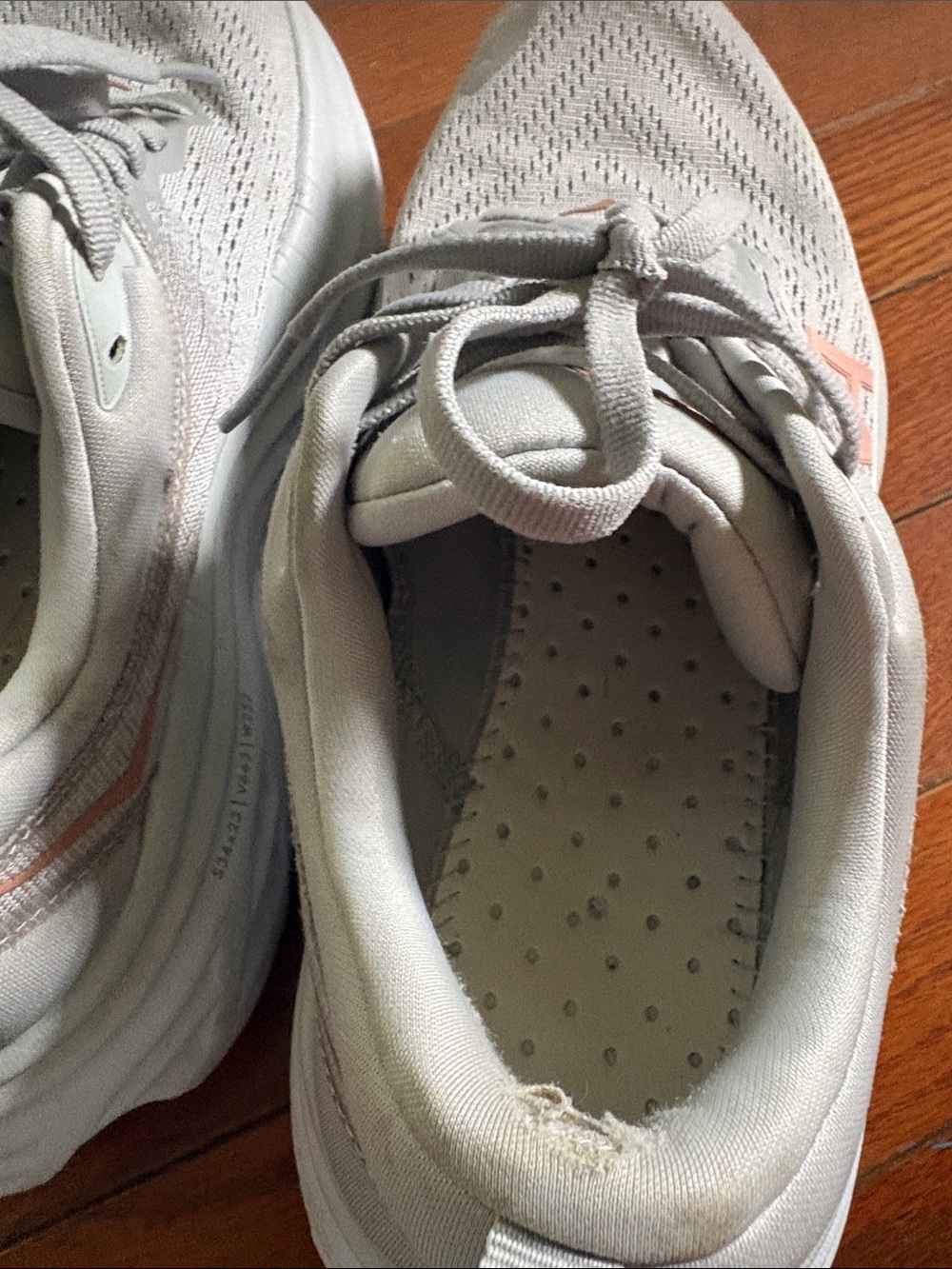 Hoka Women's Light Gray Athletic Running Shoes with Subtle Pink Accents - Picture 5 of 8